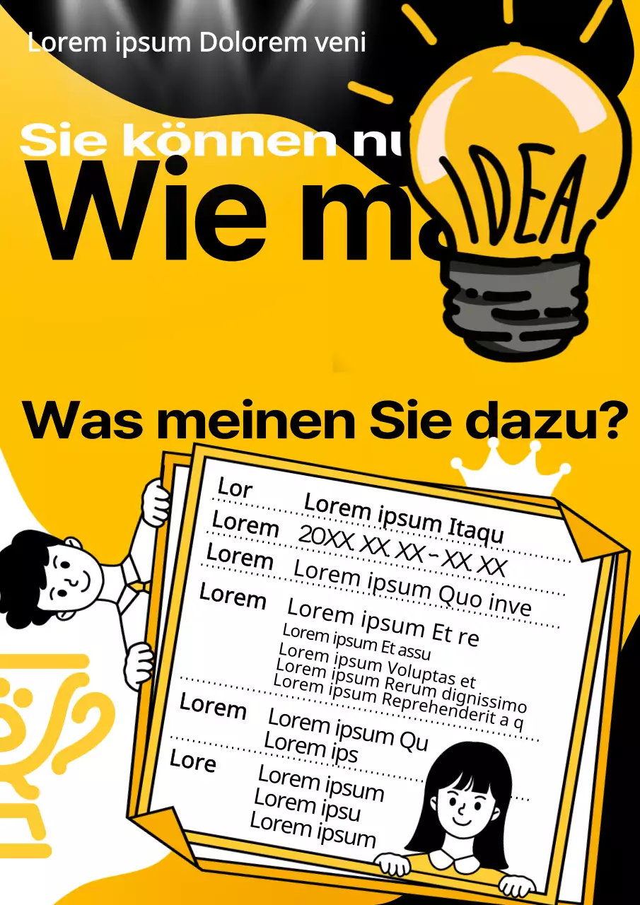 Gelb und schwarz Spaß Ideen Wettbewerb Werbeplakat