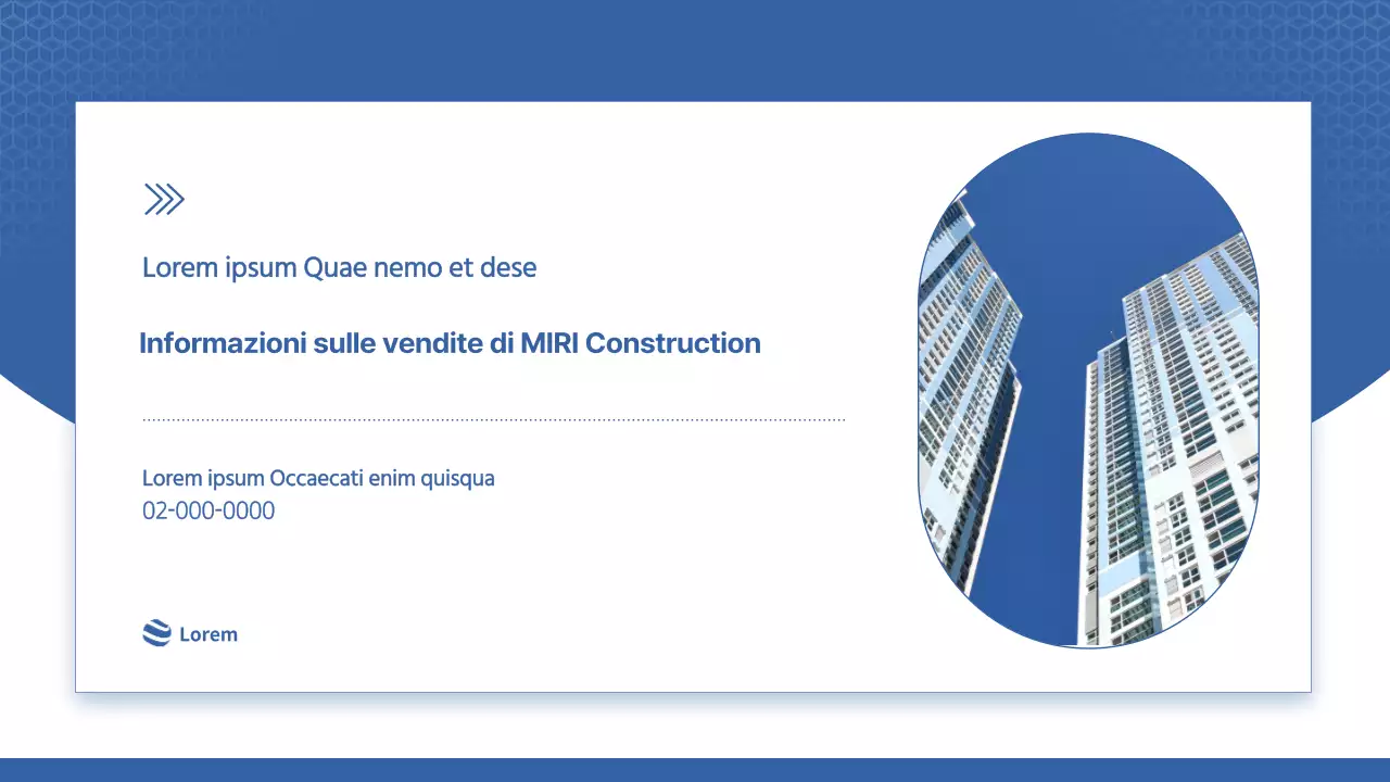 Moderno prospetto del costruttore in bianco e blu