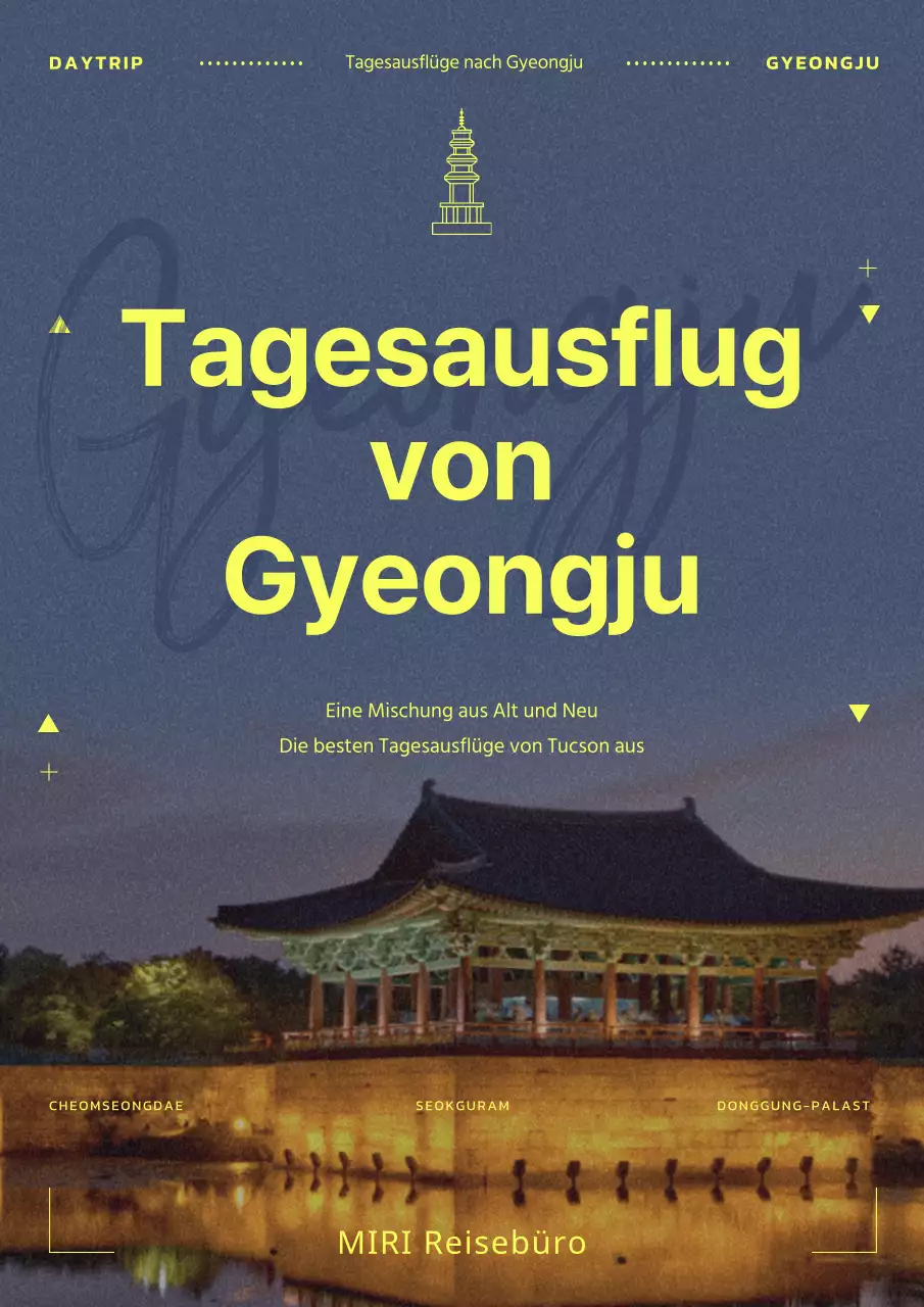 Werbung für minimalistische Tagesausflüge mit einem Kamerakonzept, das neonfarbene Fotos von Touristenattraktionen zeigt