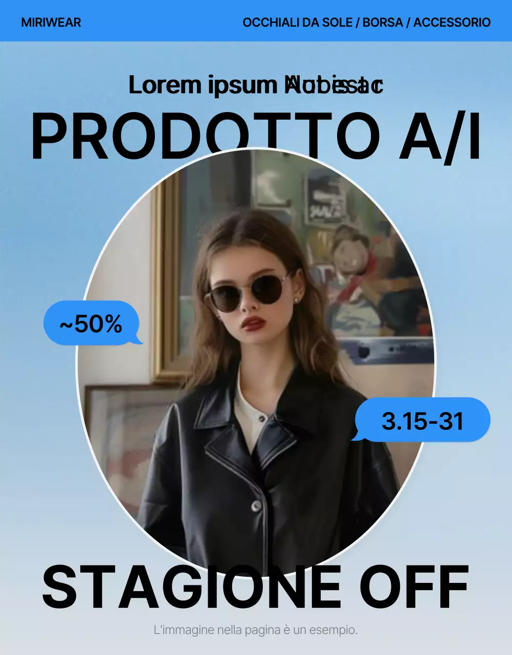 Promuovere una pagina di dettaglio mobile di moda blu e bianca di tendenza