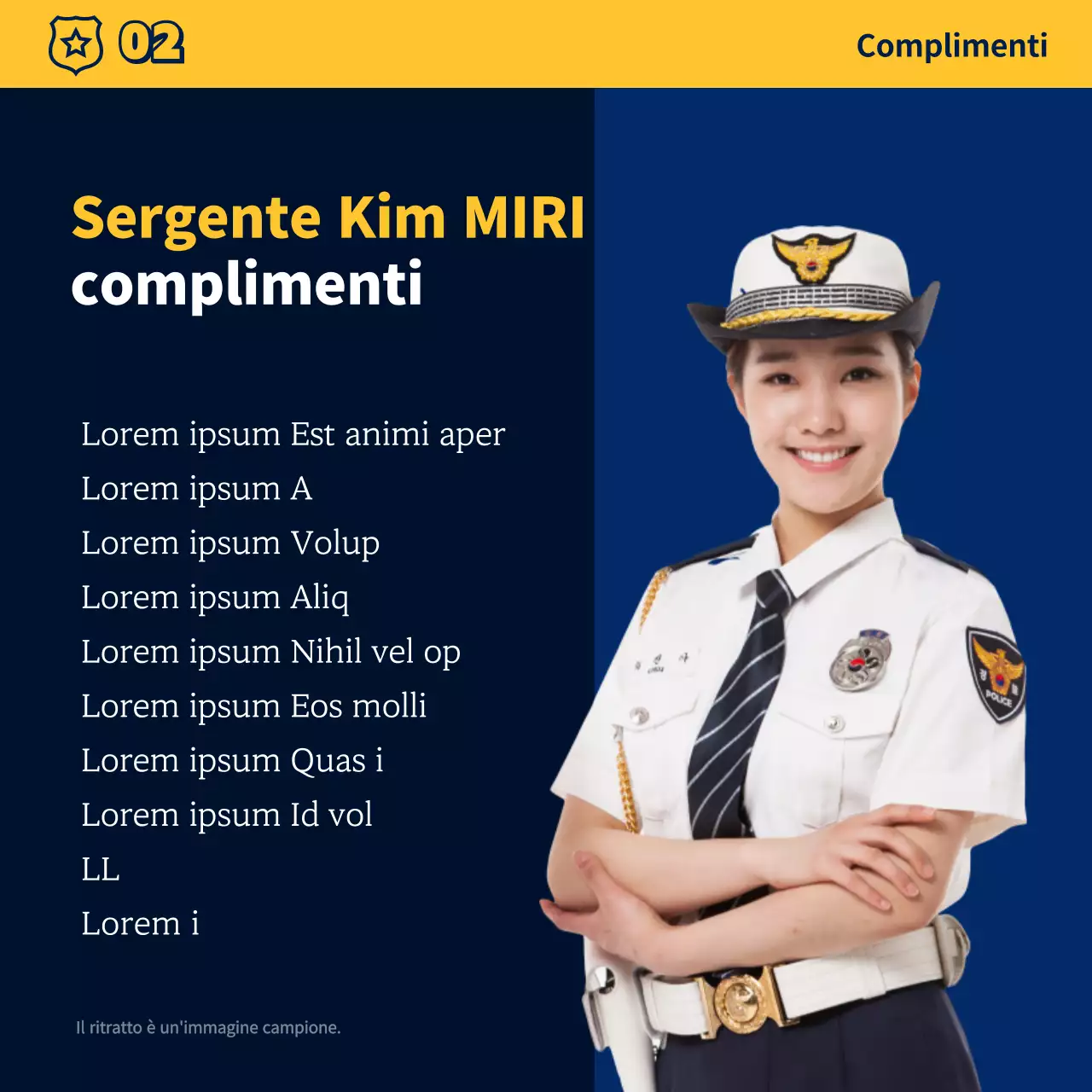 Un semplice bollettino della stazione di polizia blu e giallo