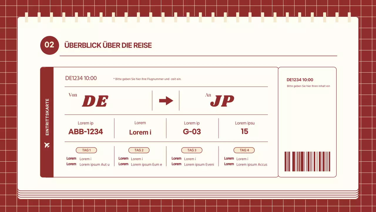Eine gemütliche Reiseroute in Rot und Elfenbein