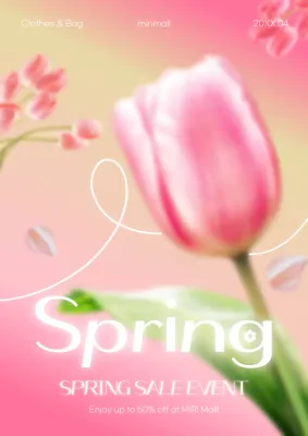 Pink Elegant Spring Sale Promotion Poster