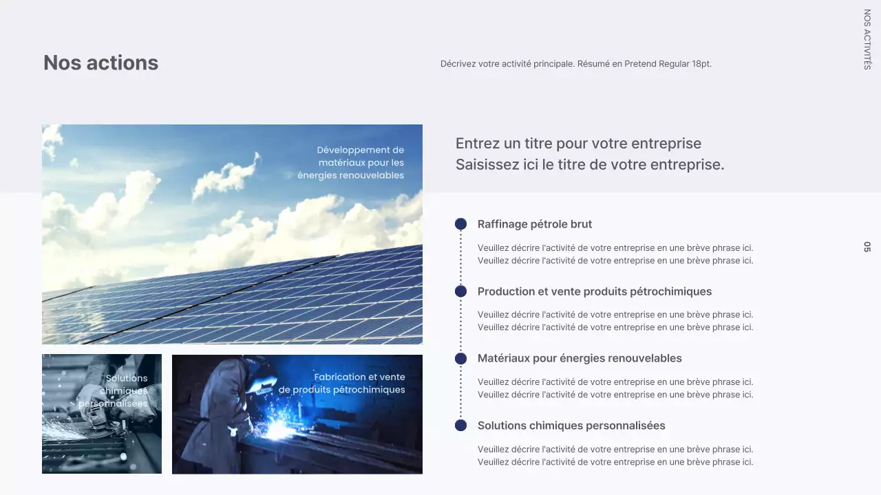 Lettre de motivation d'entreprise avec une usine moderne en noir et blanc et bleu marine