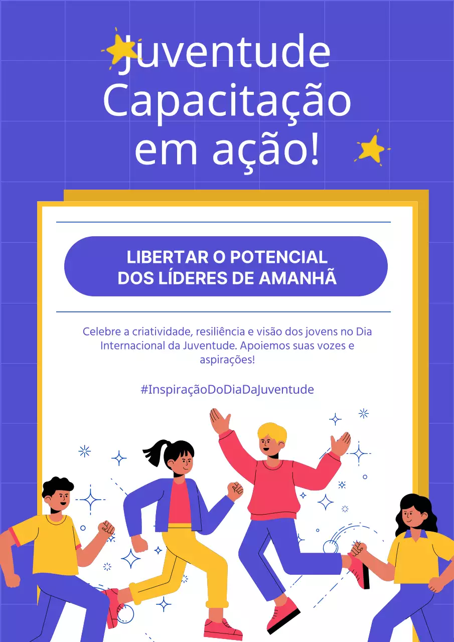 Azul e amarelo Publicidade do evento moderno de capacitação dos jovens