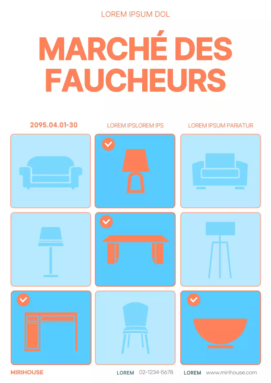 Promouvoir un marché du meuble simple en orange et bleu clair