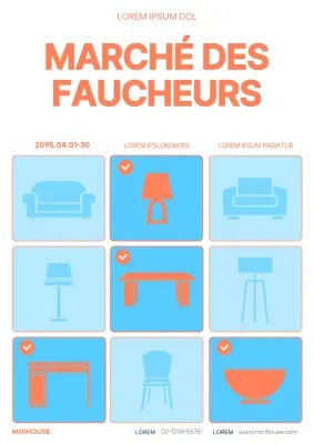Promouvoir un marché du meuble simple en orange et bleu clair