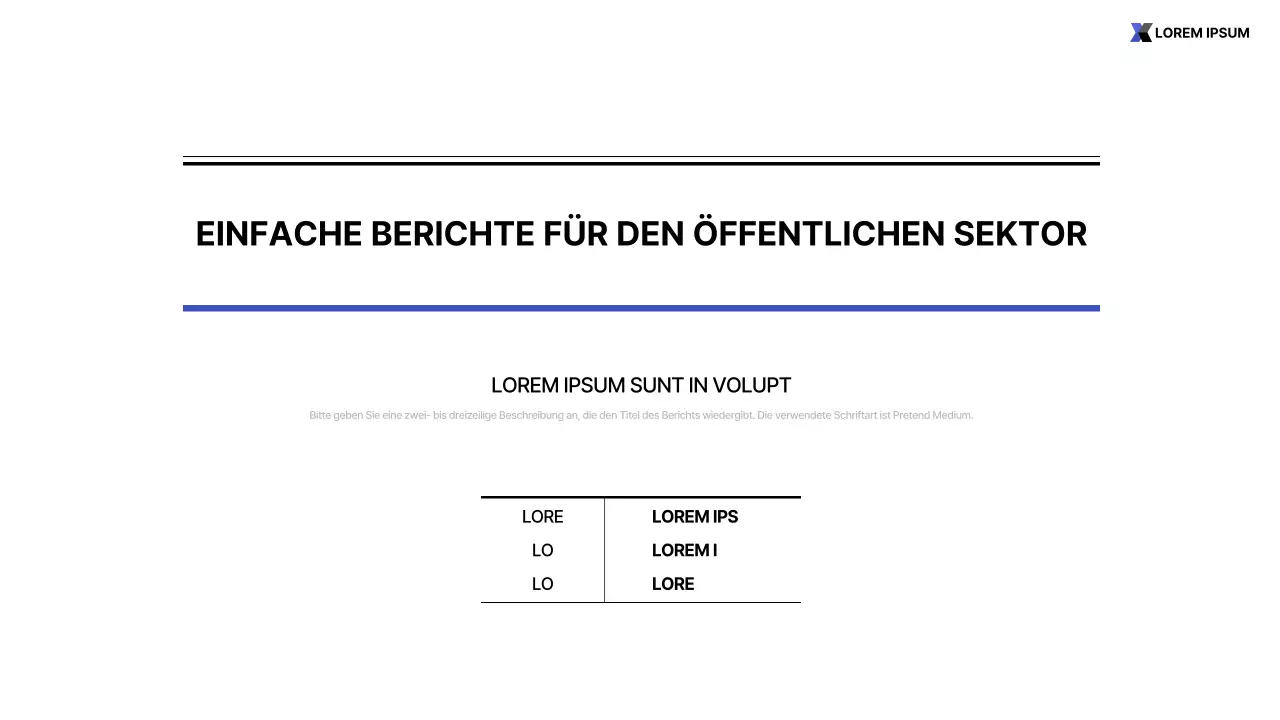 Einfacher blauer und weißer druckbarer Bericht für den öffentlichen Sektor