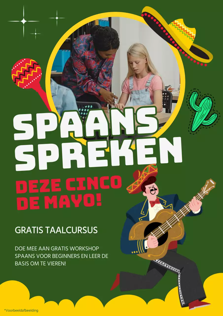 Groene en gele Spaanstalige workshopadvertenties