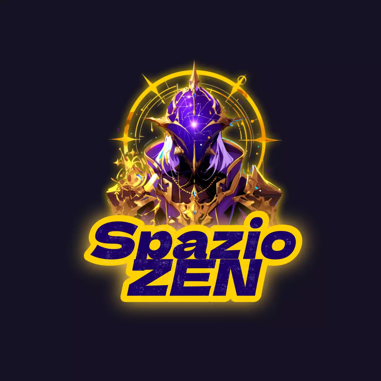 Copertina del logo video Zen spaziale moderno giallo e viola