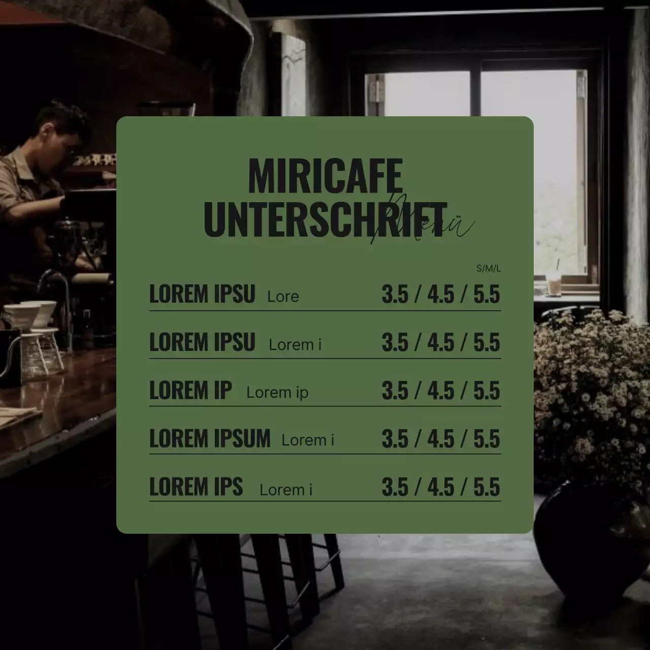Ein einfaches Café in Khaki und Grau Informationen zur Veranstaltungsankündigung
