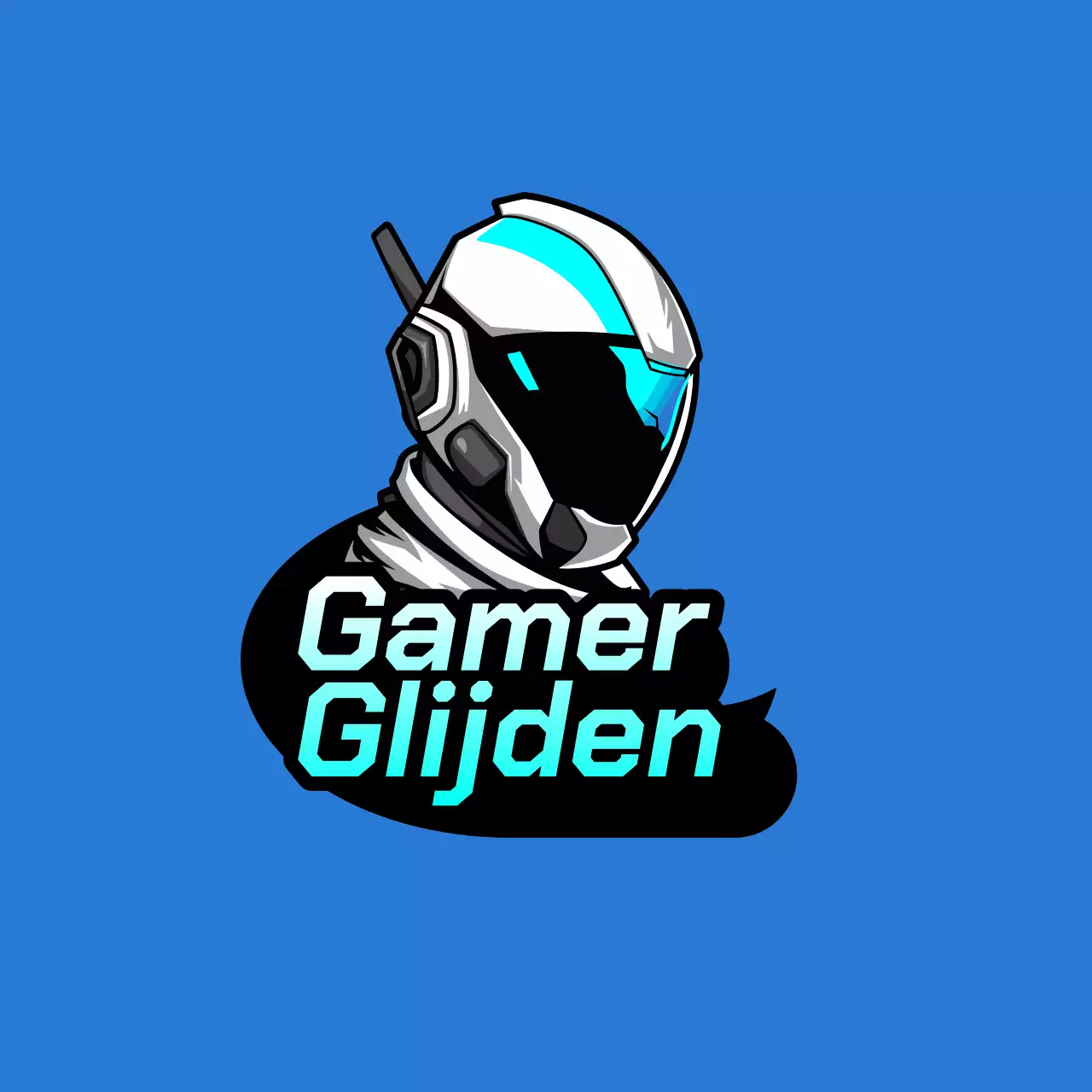 Blauw en zwart SF Gamer Logo Flyer