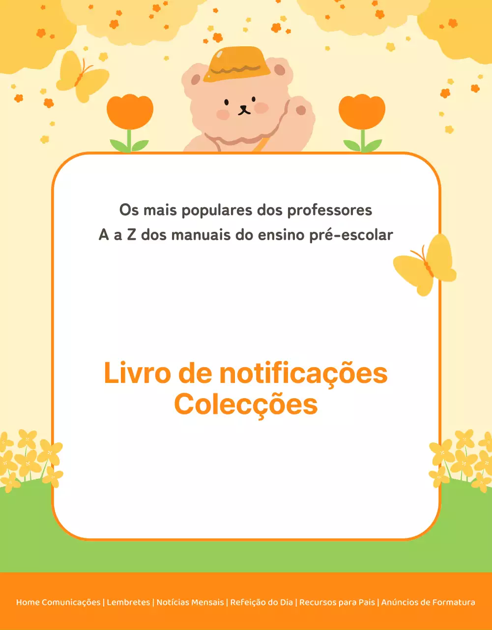 Anúncios laranja e amarelo para o pré-escolar