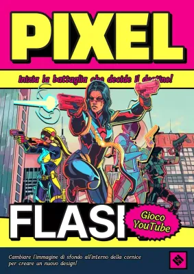 Pubblicità retrò a cartoni animati in rosa e giallo