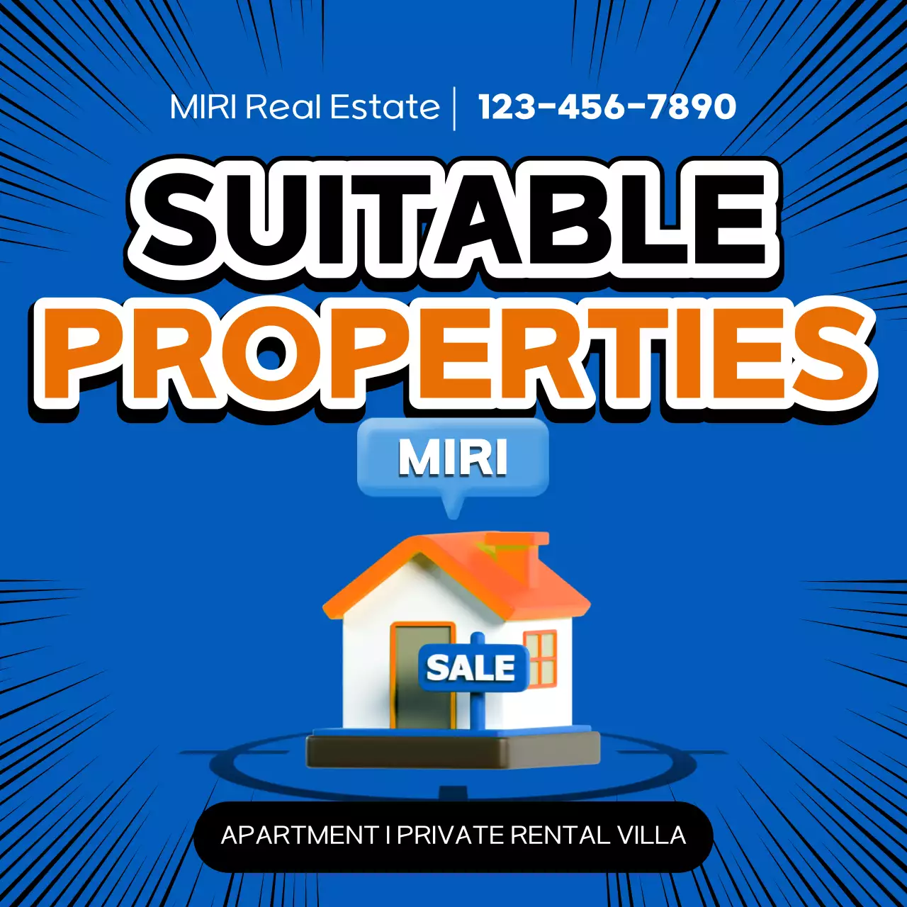 Blue Bold Real Estate Promotion Social Media Post