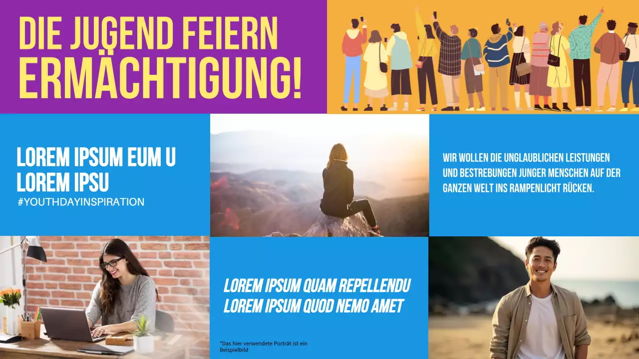 Lila und Blau Einfache Jugendtagsfeier Einführung