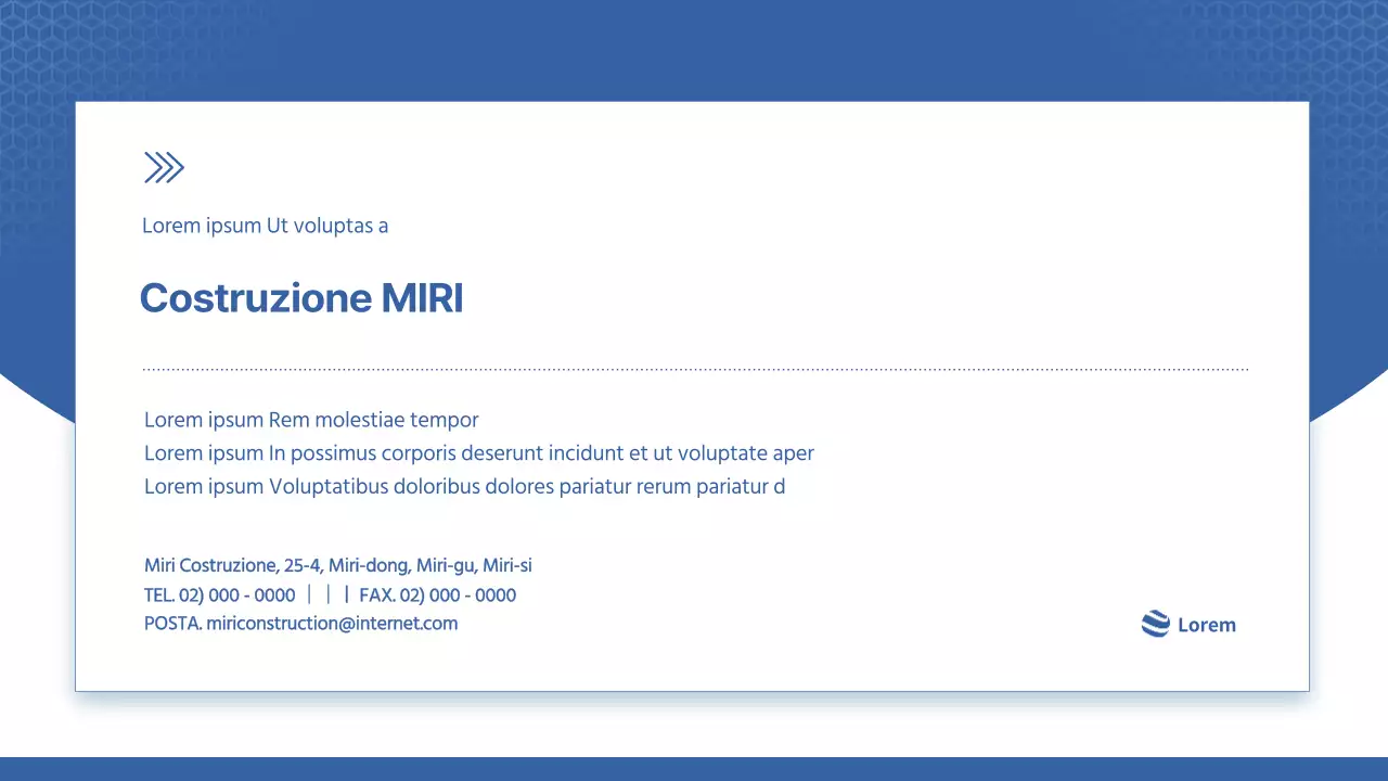 Moderno prospetto del costruttore in bianco e blu