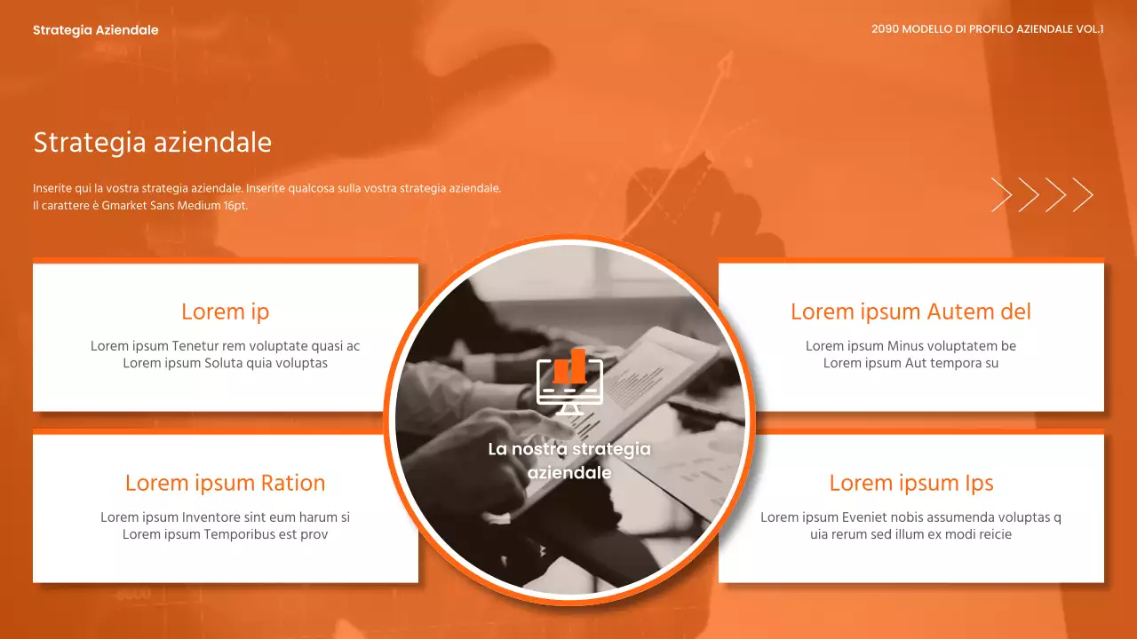 Carta intestata moderna, arancione e bianca, di un'azienda di prodotti chimici industriali pesanti