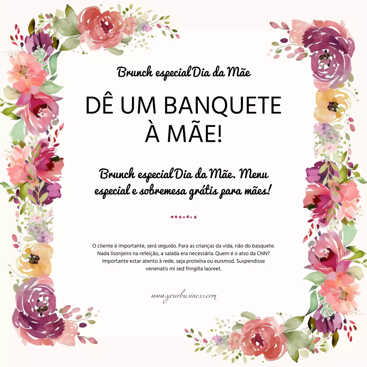 Bege Rosa Natural Aguarela Dia da Mãe Promoção do menu especial