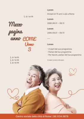 Una semplice combinazione di colori arancioni per promuovere i lavori senior in un centro per anziani