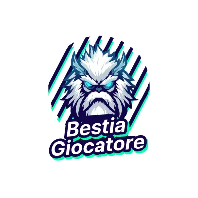 Pubblicità del logo della bestia in grassetto blu e neon