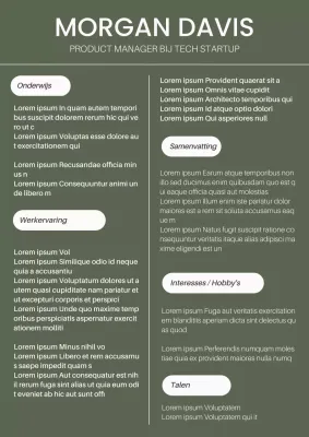Khaki en Wit Modern Product Manager CV Introductie