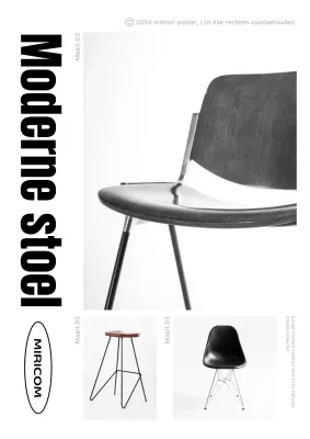 Promotieposter voor moderne interieurmeubelen in zwart en grijs