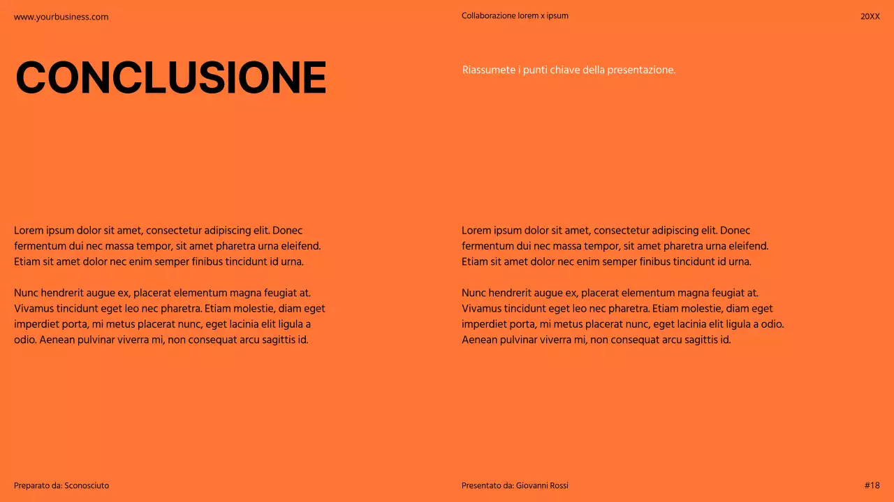 Arancione Moderno Minimal Bold Pitch Deck Proposta