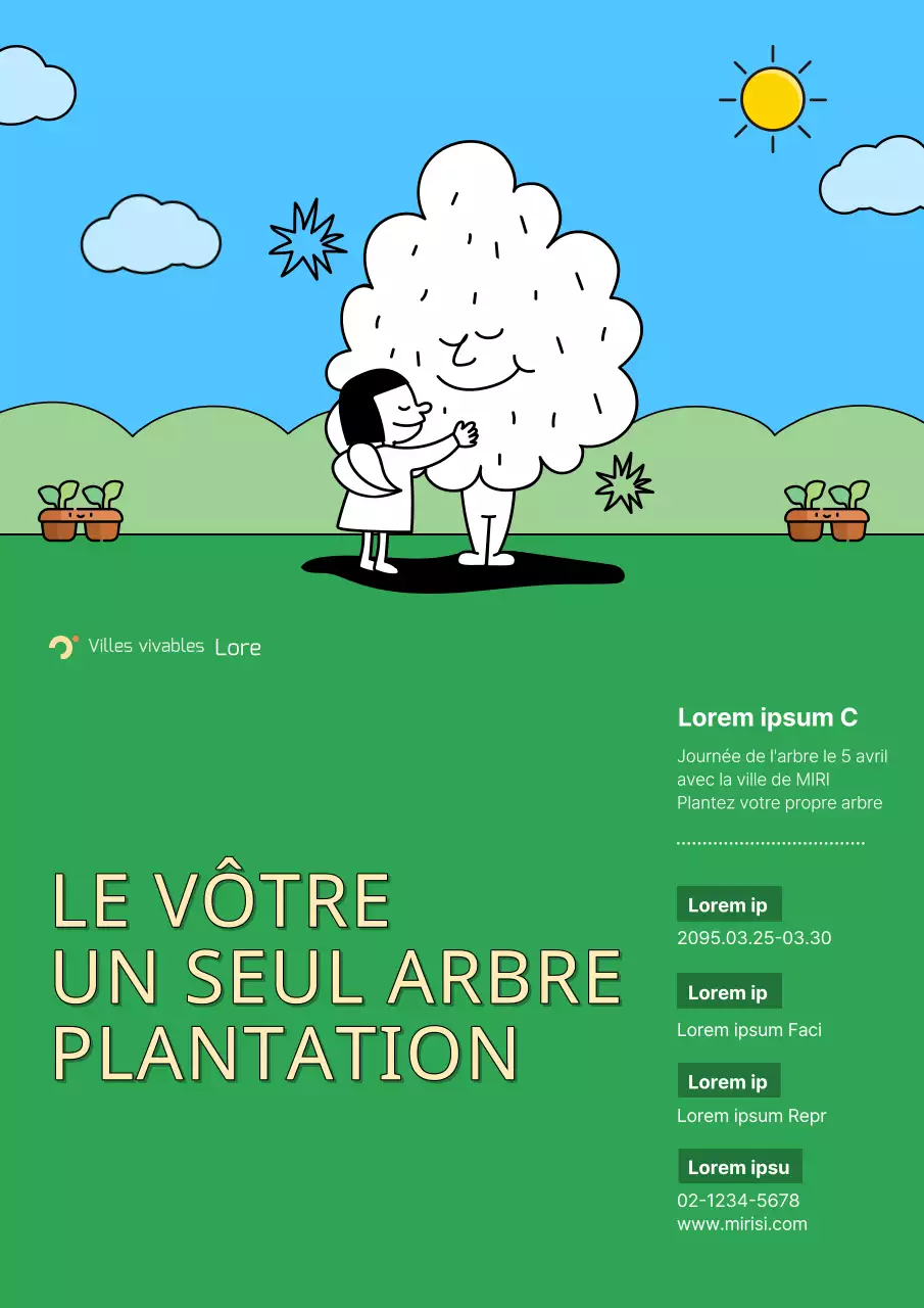 Affiche promotionnelle de l'événement Green Day en vert et bleu ciel
