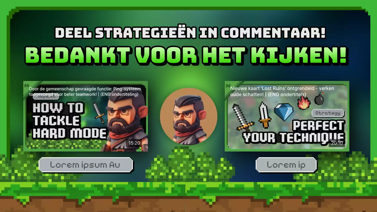 Groen en zwart Fantasiespel YouTube Outro