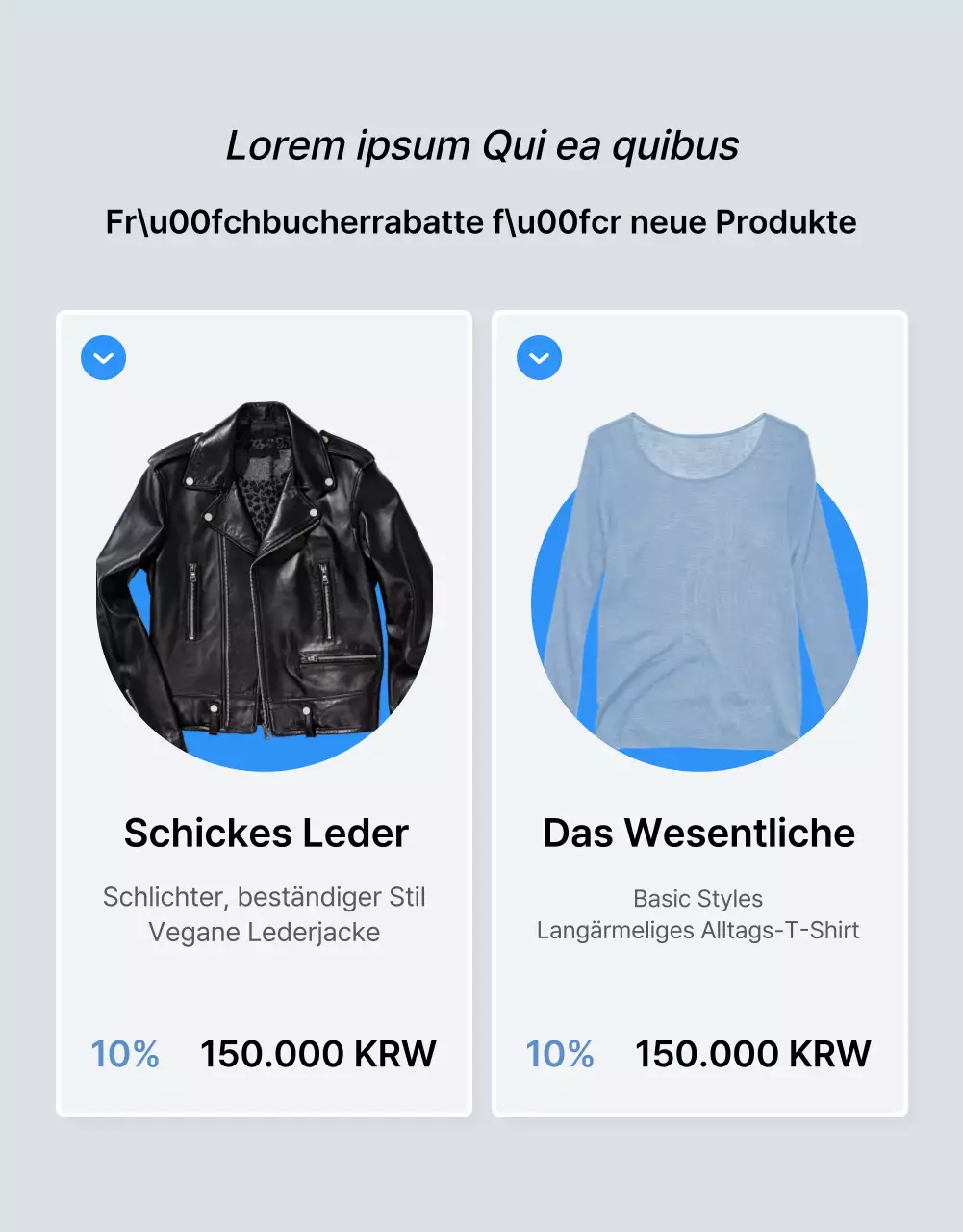 Fördern Sie eine trendige blau-weiße Mode-Detailseite für Mobiltelefone