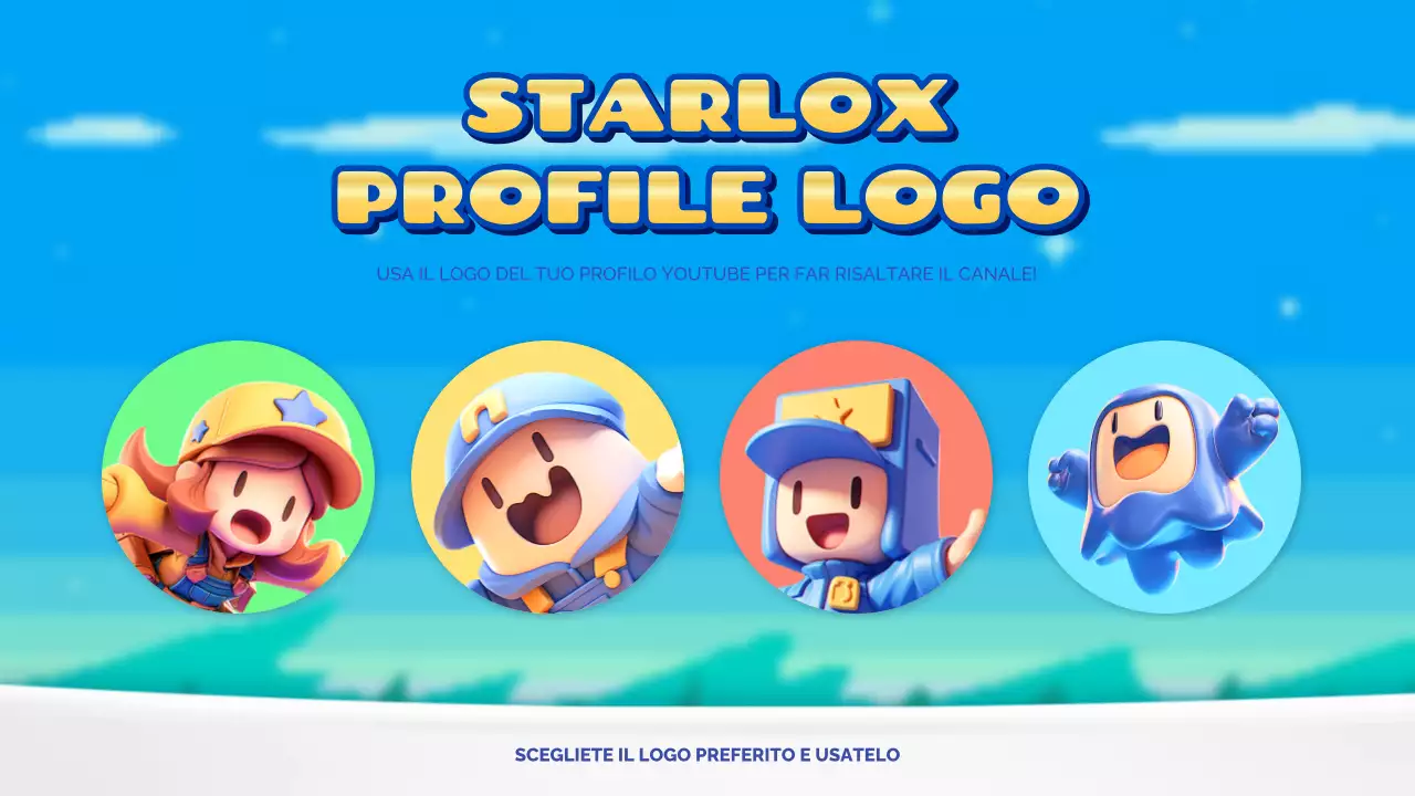 Promuovete il vostro canale di gioco con una bella combinazione di colori gialli e azzurri.