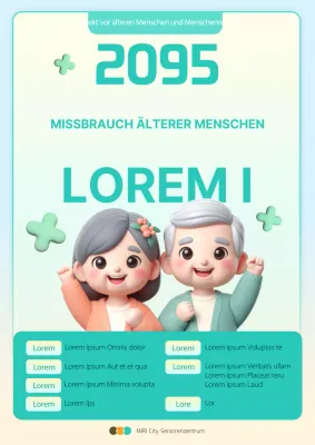 Hübsches gelbes und mintfarbenes Faltblatt zur Prävention von Misshandlungen älterer Menschen