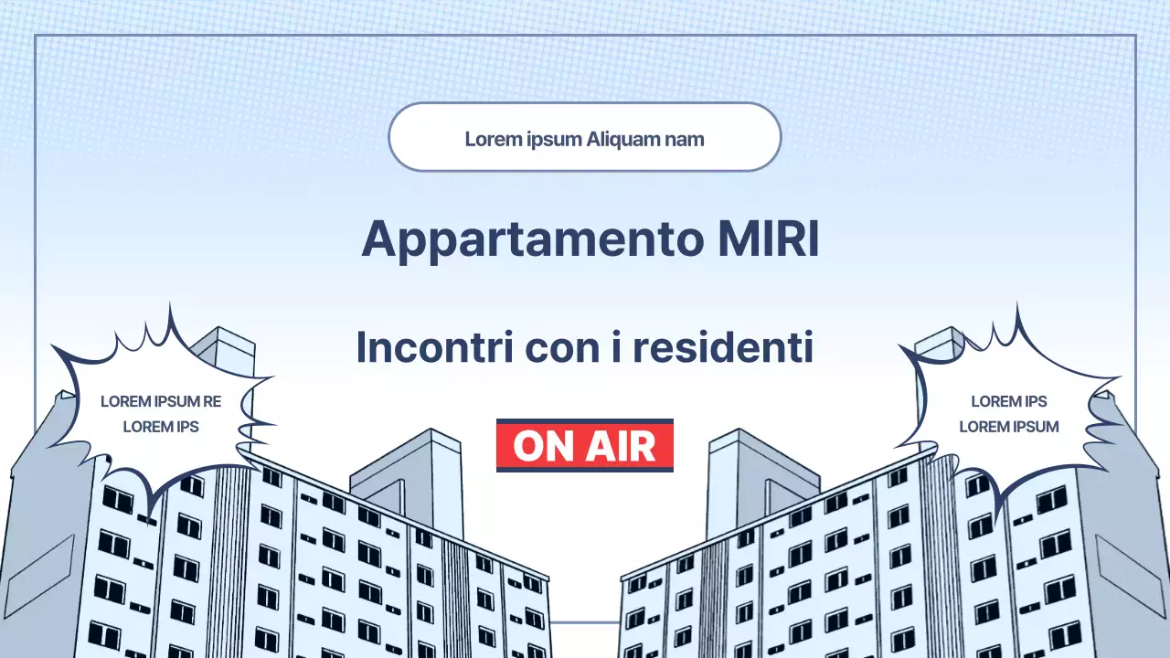 Informazioni sull'associazione dei residenti degli appartamenti in blu chiaro e accenti rossi