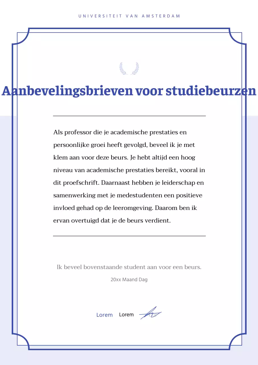 Over de Navy's Simple Scholarship Recommendation Letter