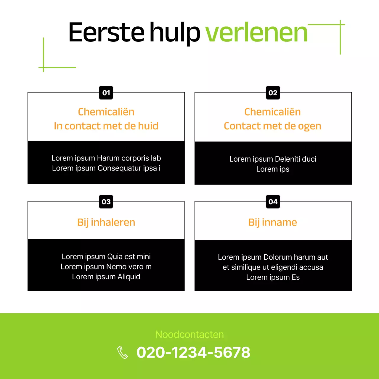 Modern, limoengroen trainingsmateriaal voor labveiligheid