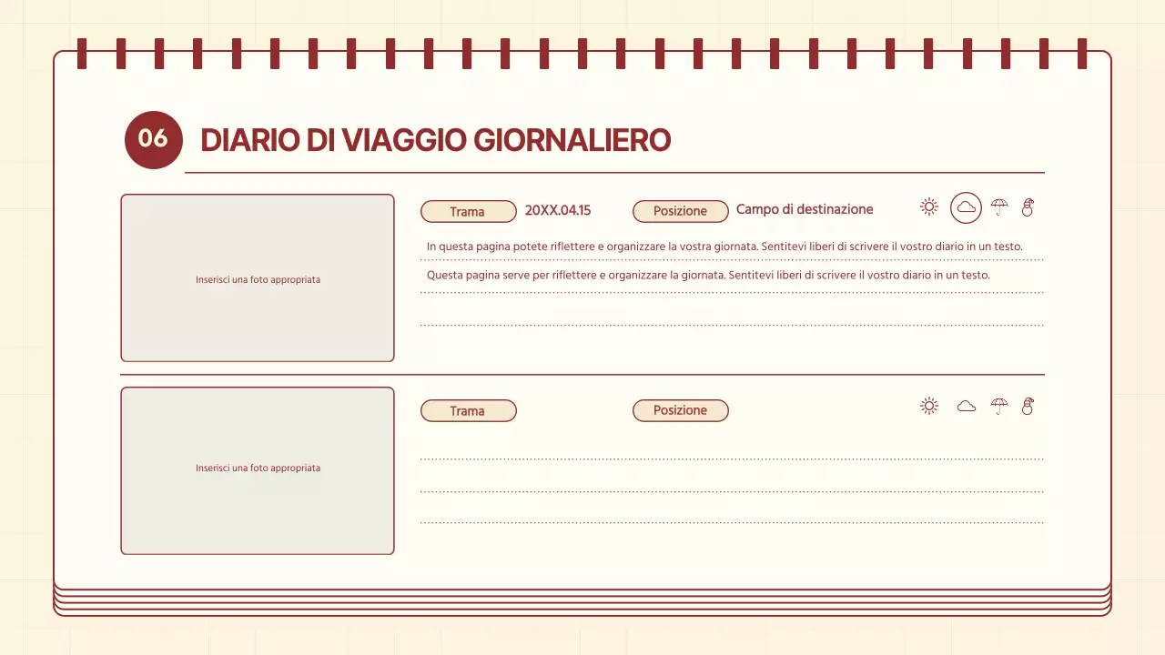 Un itinerario accogliente in rosso e avorio