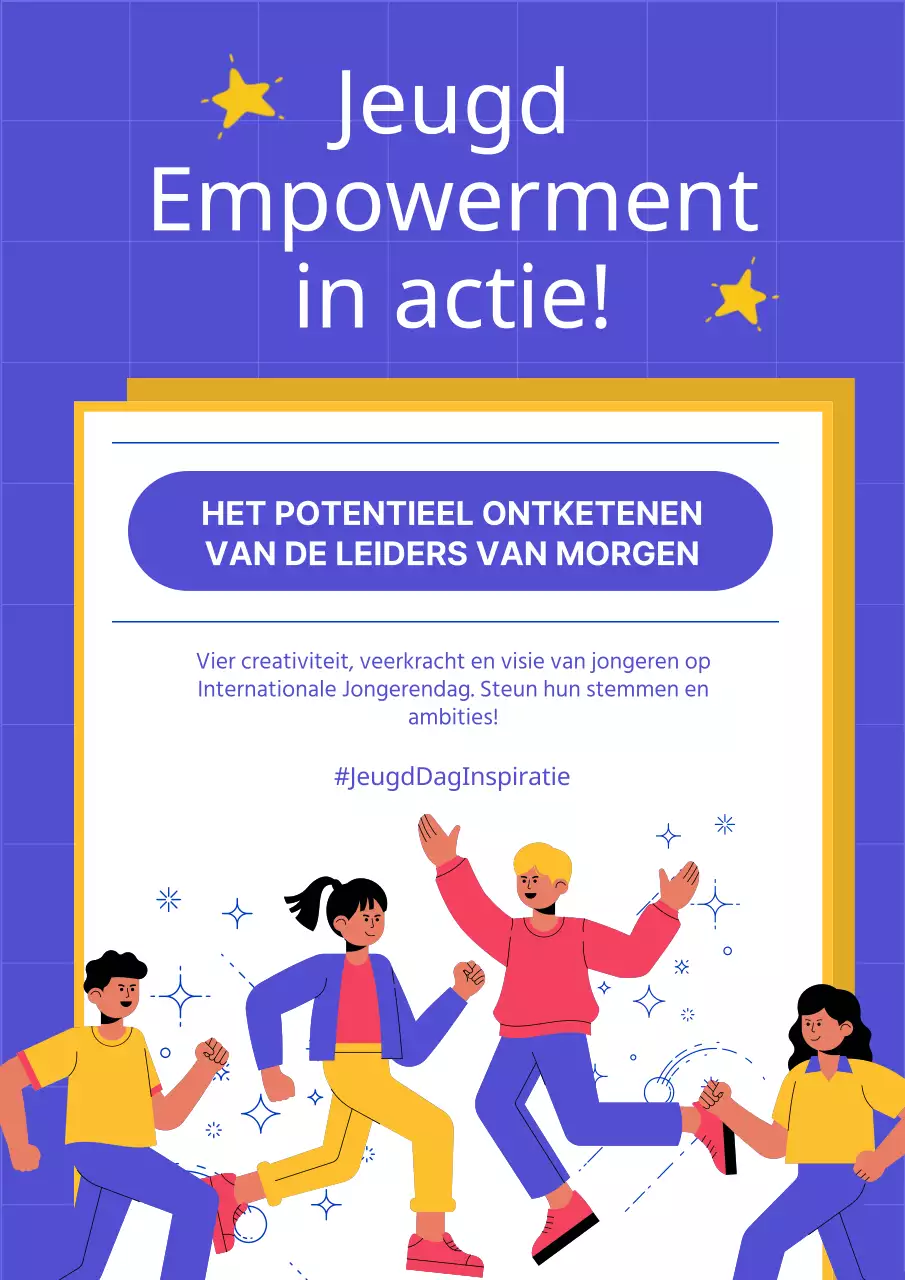 Blauw en Geel Modern Jongeren Empowerment Evenement Publiciteit