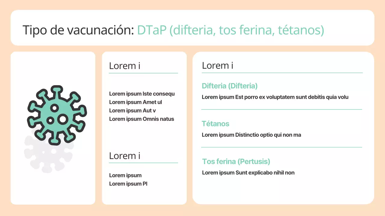 Una bonita guía beige y menta sobre vacunaciones