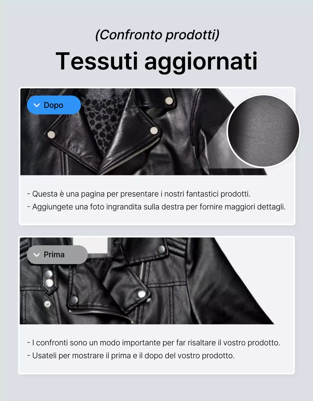 Promuovere una pagina di dettaglio mobile di moda blu e bianca di tendenza