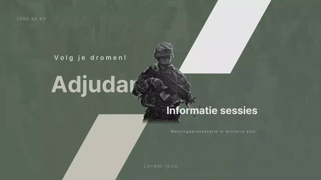 Een eenvoudige, kakikleurige presentatie voor de onderofficiersbriefing