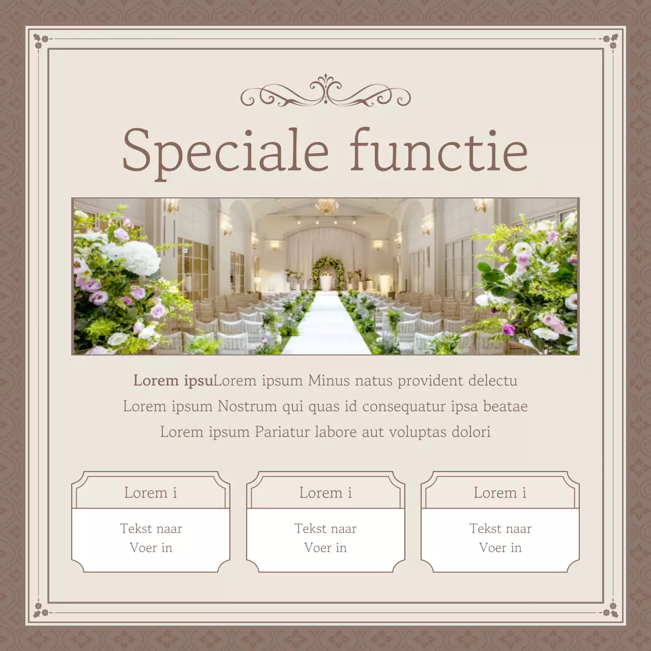 Een klassieke trouwlocatie in beige en ivoor promoten