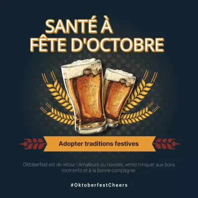 Publicité pour la célébration de l'Oktoberfest moderne en brun et rouge
