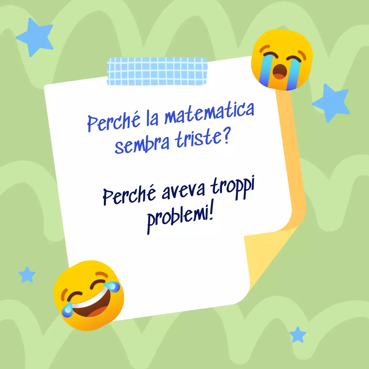 Biglietto scherzoso per il Pesce d'Aprile in stile scarabocchio blu alla moda