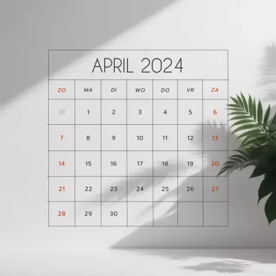 Beige en grijs minimalistische neutrale voorjaarstrends April kalender