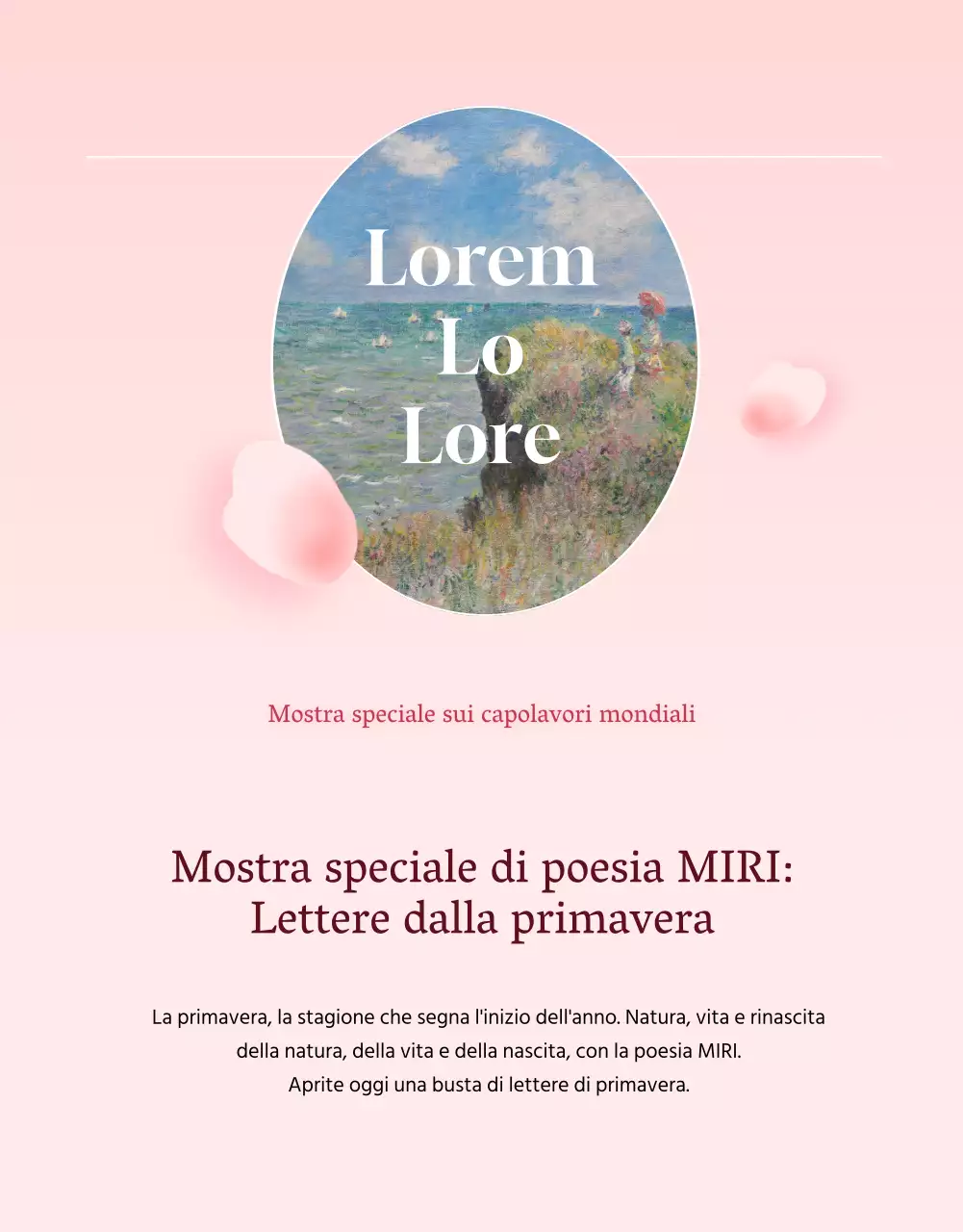 Promozione del programma dei centri artistici di fascia alta rosa e bianchi