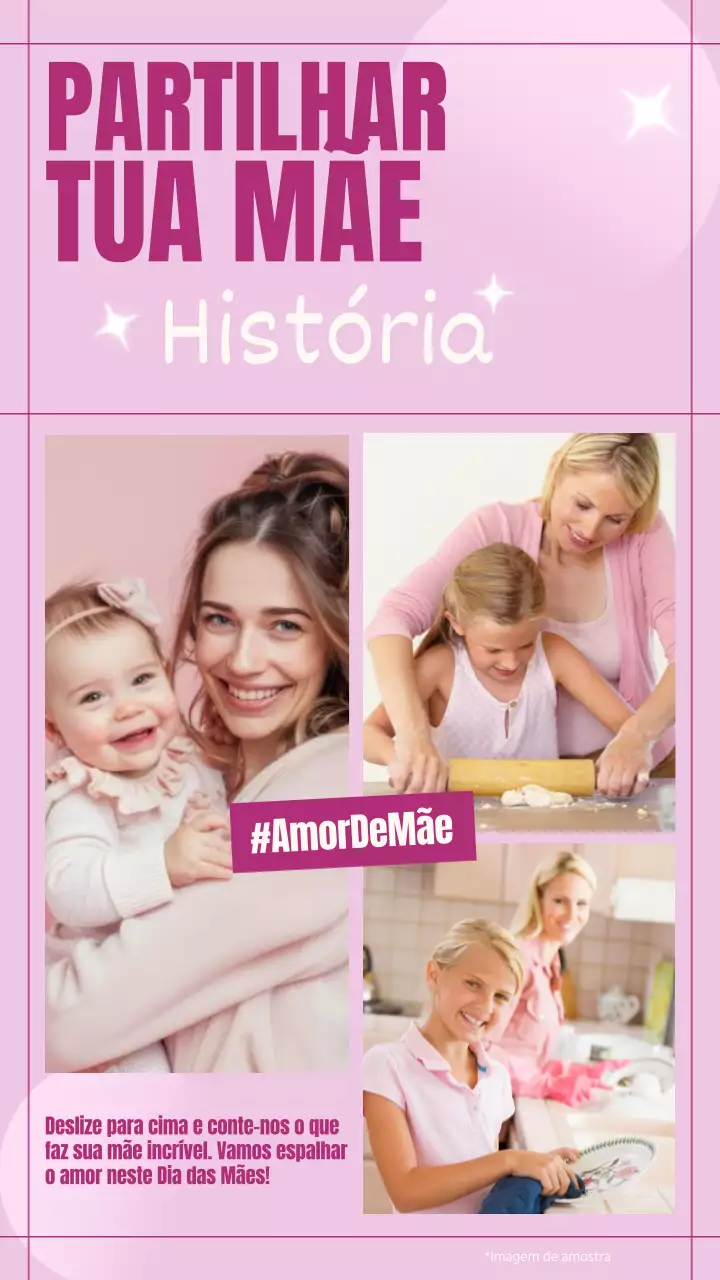 Publicidade da comemoração do Dia da Mãe Rosa e Branco Simples