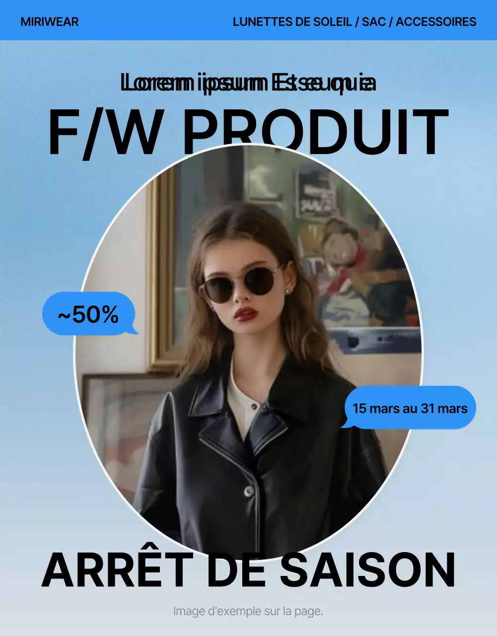 Promouvoir une page de couverture de mode bleue et blanche très tendance