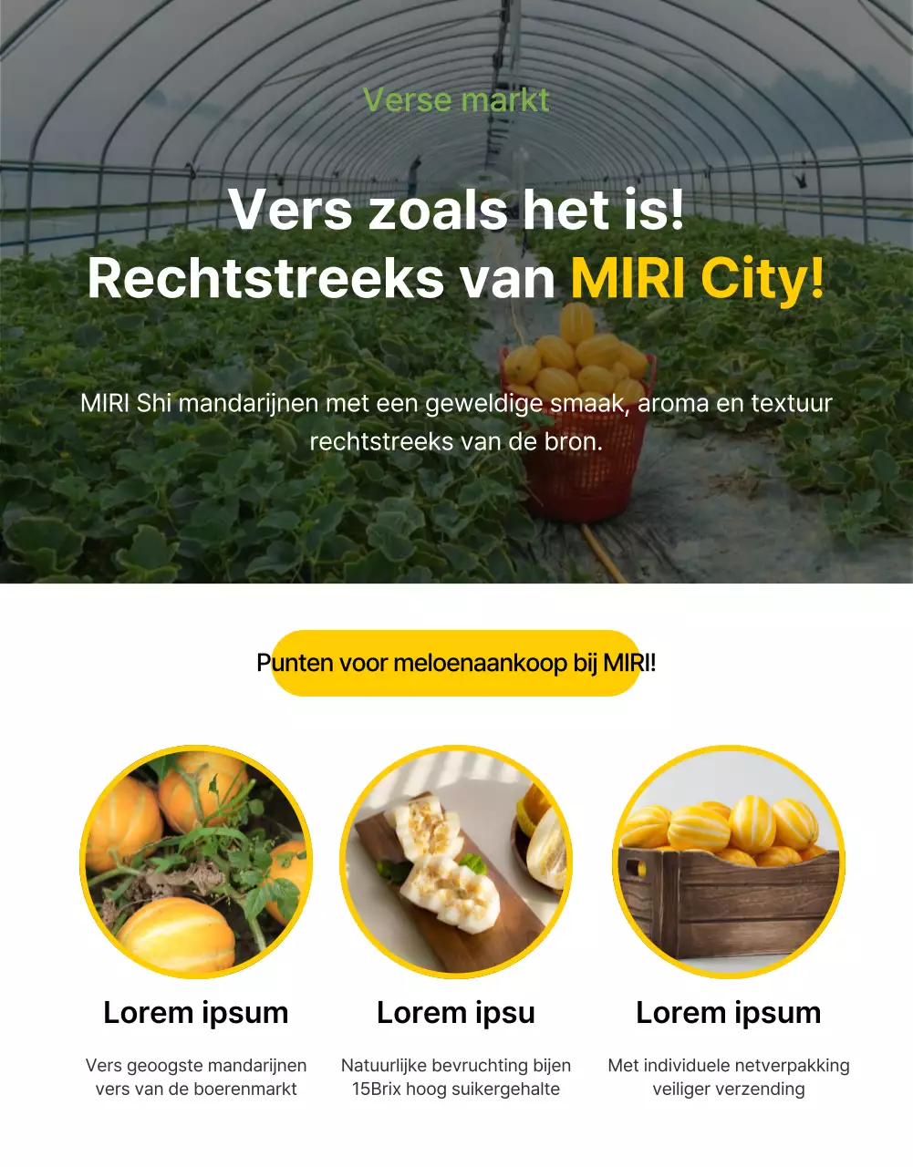 Geel, eenvoudig vers fruit promoten