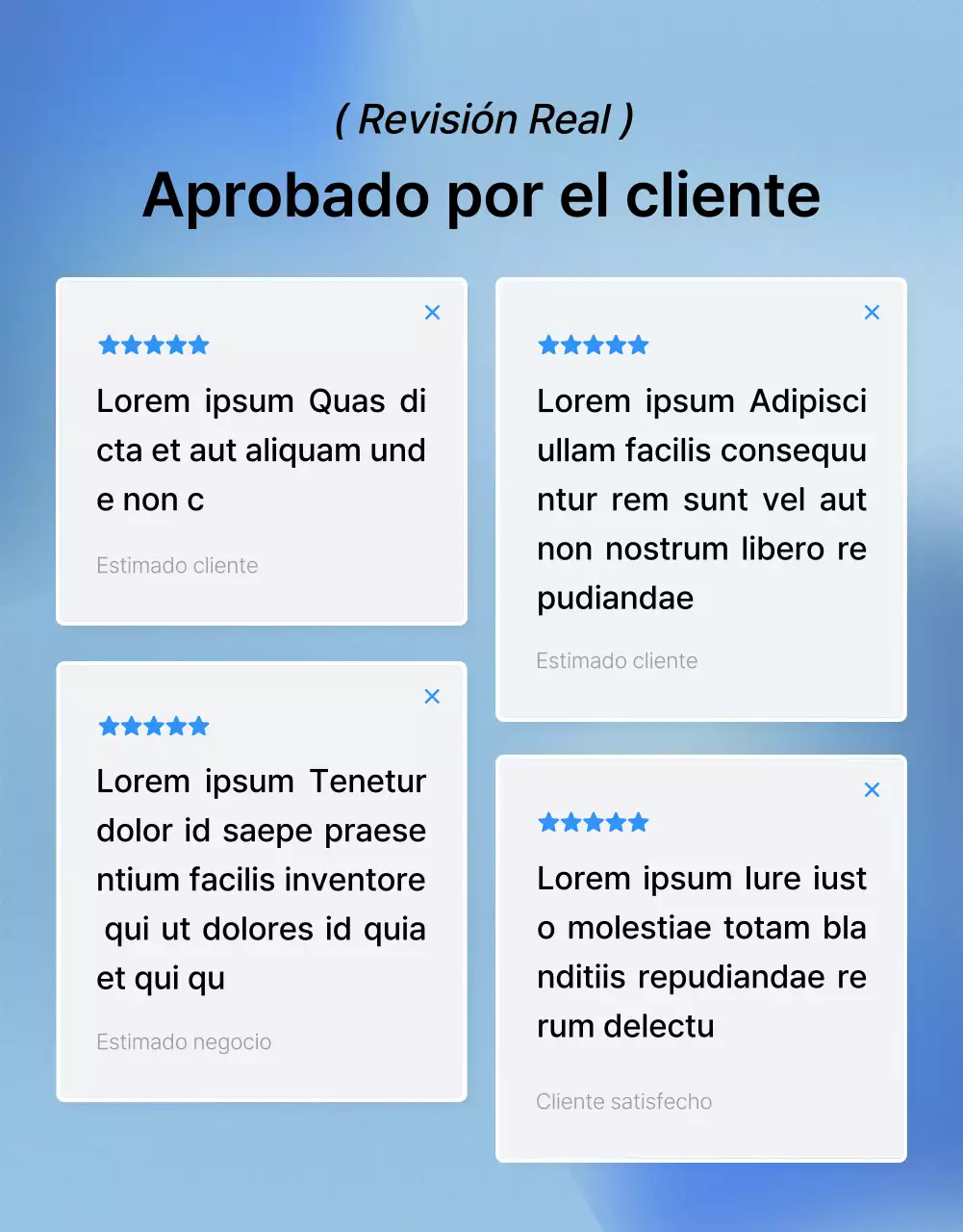 Promover una revisión de una página de detalles de moda en azul y gris